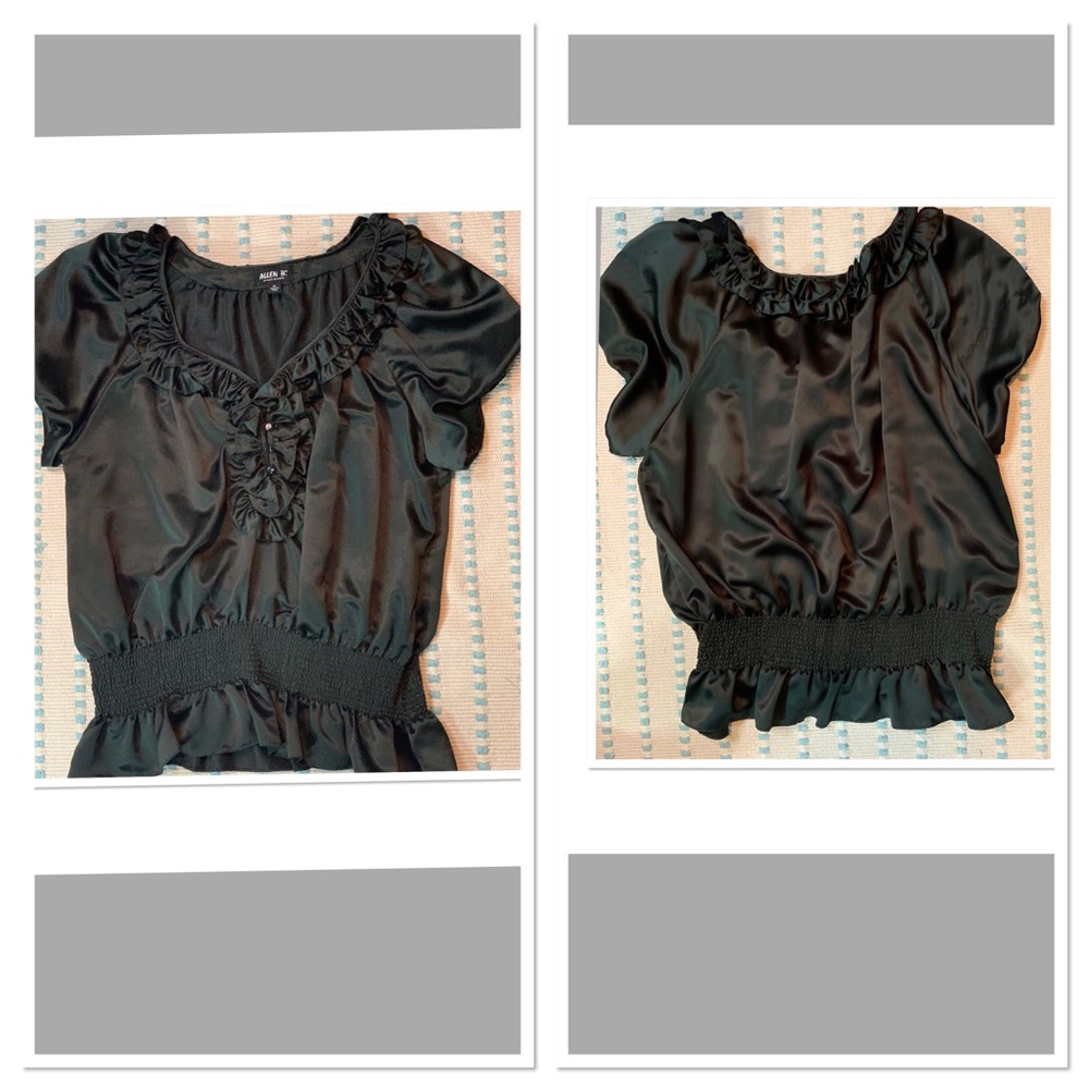 Allen Schwartz green satin blouse  XL **see notes*
